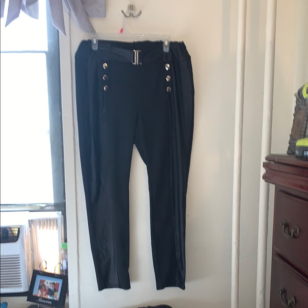Black High-Waisted Trousers with Button Detail
